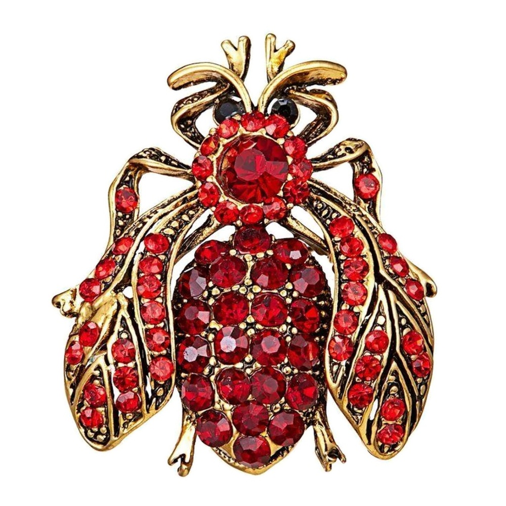 Red Bee Rhinestone Brooch NWT-